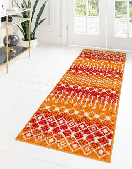 Mediterranean Lattice Collection Area Rug - Santorini (Orange and Red)