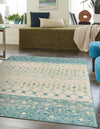 Mediterranean Lattice Collection Area Rug -  Casablanca (Ivory Blue) Rectangle Ivory Blue  lifestyle 12