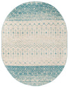 Mediterranean Lattice Collection Area Rug -  Casablanca (Ivory Blue) Oval Ivory Blue Main