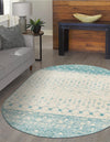 Mediterranean Lattice Collection Area Rug -  Casablanca (Ivory Blue) Oval Ivory Blue  lifestyle 7