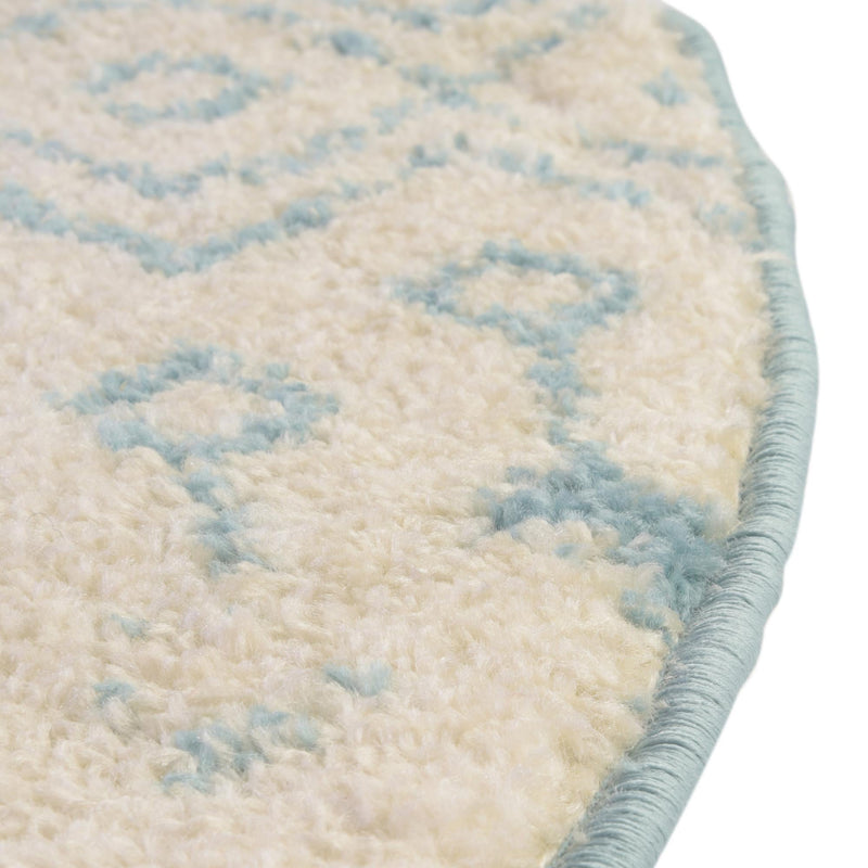 Mediterranean Lattice Collection Area Rug -  Casablanca (Ivory Blue) Round Ivory Blue  lifestyle 5