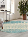 Mediterranean Lattice Collection Area Rug -  Casablanca (Ivory Blue) Round Ivory Blue  lifestyle 2