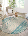 Mediterranean Lattice Collection Area Rug -  Casablanca (Ivory Blue) Round Ivory Blue  lifestyle 28