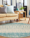 Mediterranean Lattice Collection Area Rug -  Casablanca (Ivory Blue) Round Ivory Blue  lifestyle 33