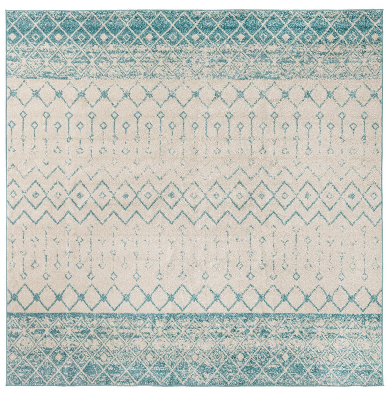 Mediterranean Lattice Collection Area Rug -  Casablanca (Ivory Blue) Square Ivory Blue Main