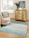 Mediterranean Lattice Collection Area Rug -  Casablanca (Ivory Blue) Square Ivory Blue  lifestyle 0