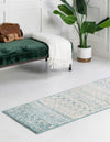 Mediterranean Lattice Collection Area Rug -  Casablanca (Ivory Blue) Runner Ivory Blue  lifestyle 2