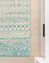 Mediterranean Lattice Collection Area Rug -  Casablanca (Ivory Blue) Runner Ivory Blue  lifestyle 49