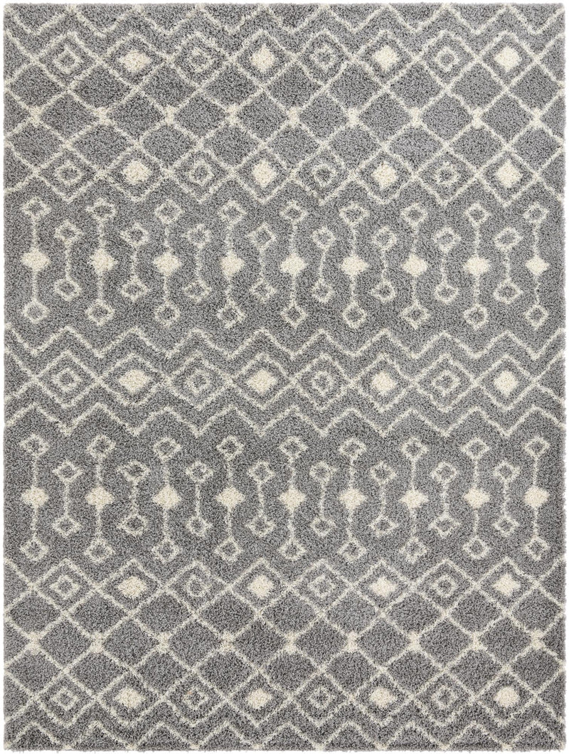 Berber Lattice Shag Collection Area Rug - Atlas (Gray) Rectangle Gray Main