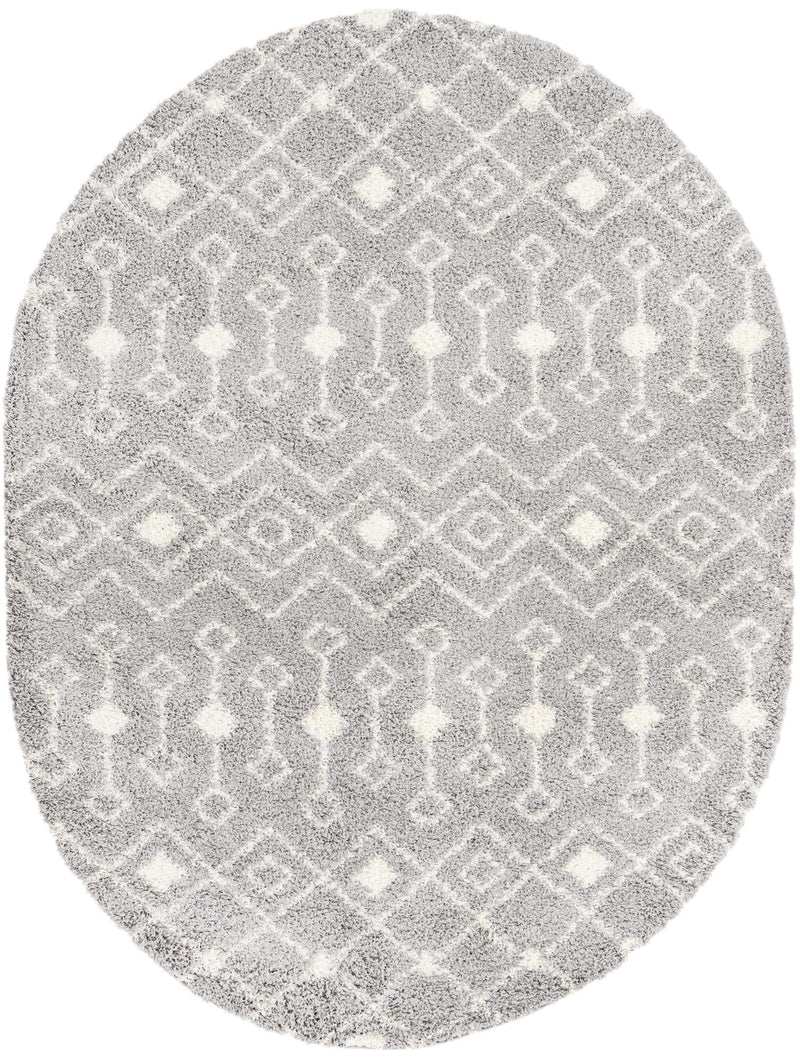 Berber Lattice Shag Collection Area Rug - Atlas (Gray) Oval Gray Main