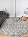 Berber Lattice Shag Collection Area Rug - Atlas (Gray) Oval Gray  lifestyle 0