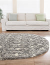 Berber Lattice Shag Collection Area Rug - Atlas (Gray) Oval Gray  lifestyle 29