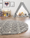 Berber Lattice Shag Collection Area Rug - Atlas (Gray) Oval Gray  lifestyle 32