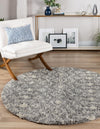 Berber Lattice Shag Collection Area Rug - Atlas (Gray) Round Gray  lifestyle 0