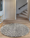 Berber Lattice Shag Collection Area Rug - Atlas (Gray) Round Gray  lifestyle 37