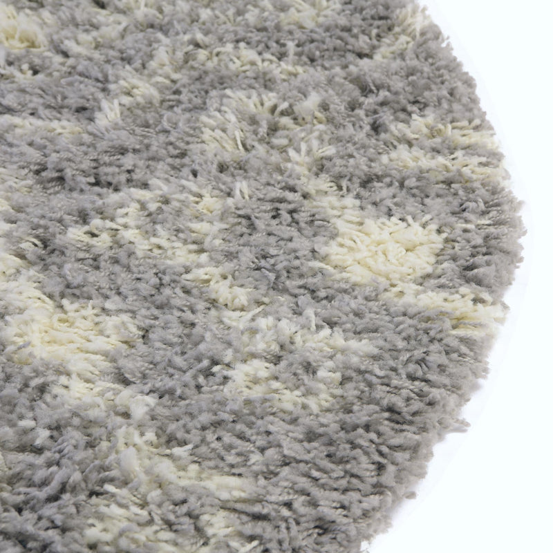 Berber Lattice Shag Collection Area Rug - Atlas (Gray) Round Gray  lifestyle 5