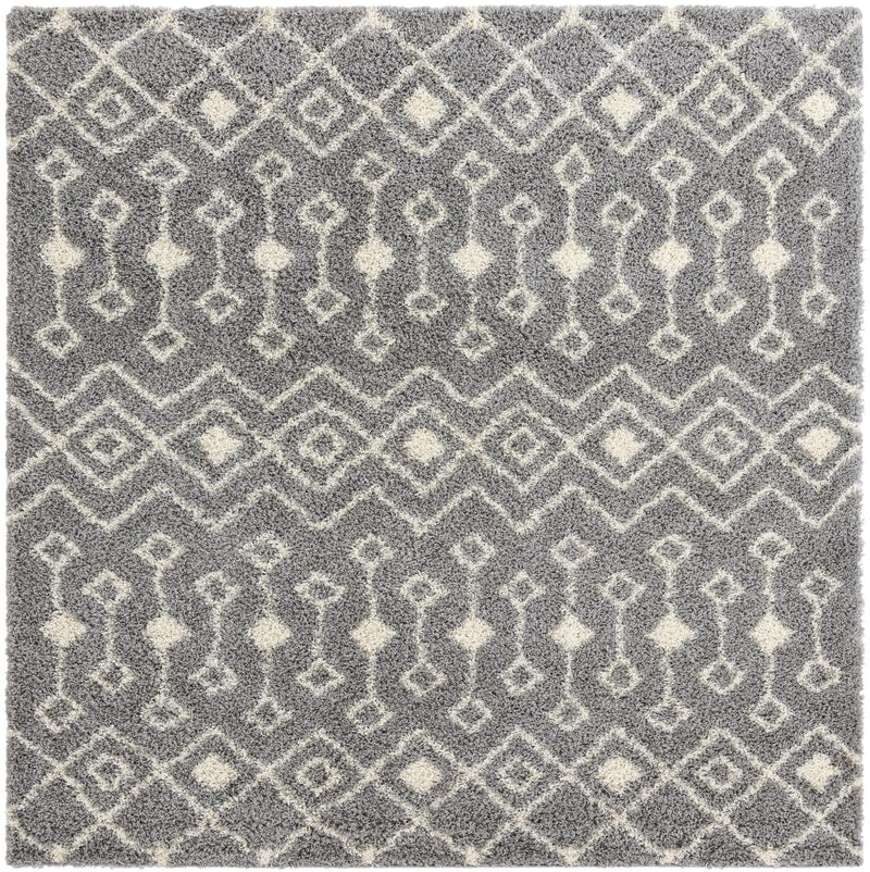 Berber Lattice Shag Collection Area Rug - Atlas (Gray) Square Gray Main