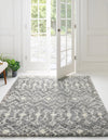 Berber Lattice Shag Collection Area Rug - Atlas (Gray) Square Gray  lifestyle 0