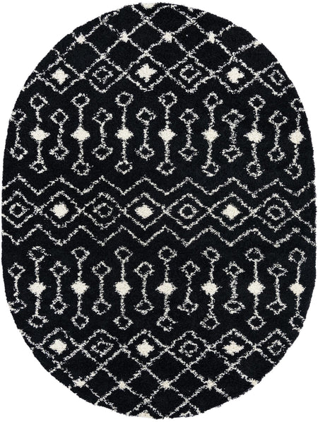 Berber Lattice Shag Collection Area Rug - Atlas (Black and White)