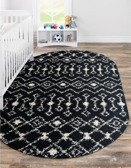 Berber Lattice Shag Collection Area Rug - Atlas (Black and White)