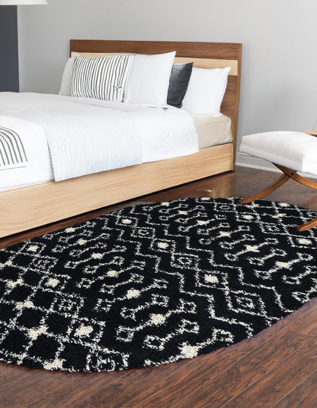 Berber Lattice Shag Collection Area Rug - Atlas (Black and White)