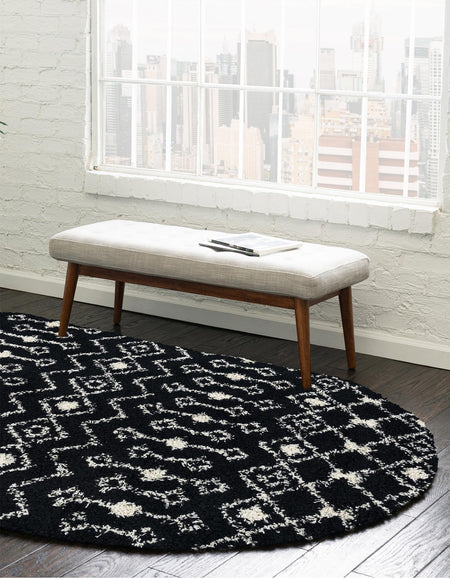 Berber Lattice Shag Collection Area Rug - Atlas (Black and White)