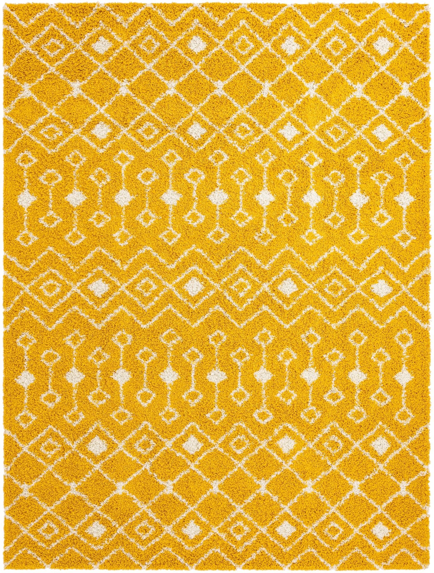 Berber Lattice Shag Collection Area Rug - Atlas (Yellow)