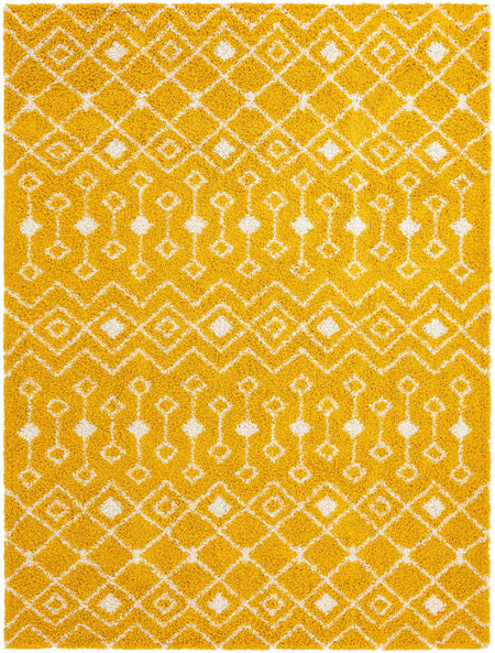 Berber Lattice Shag Collection Area Rug - Atlas (Yellow)