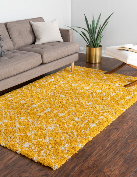 Berber Lattice Shag Collection Area Rug - Atlas (Yellow)