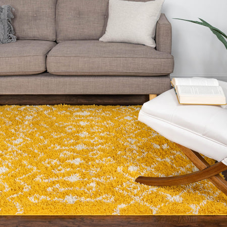 Berber Lattice Shag Collection Area Rug - Atlas (Yellow)