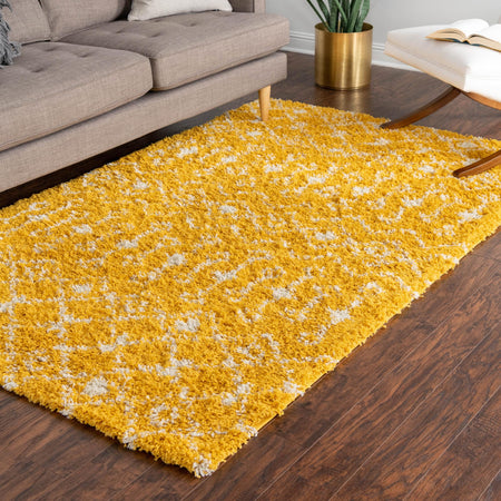 Berber Lattice Shag Collection Area Rug - Atlas (Yellow)