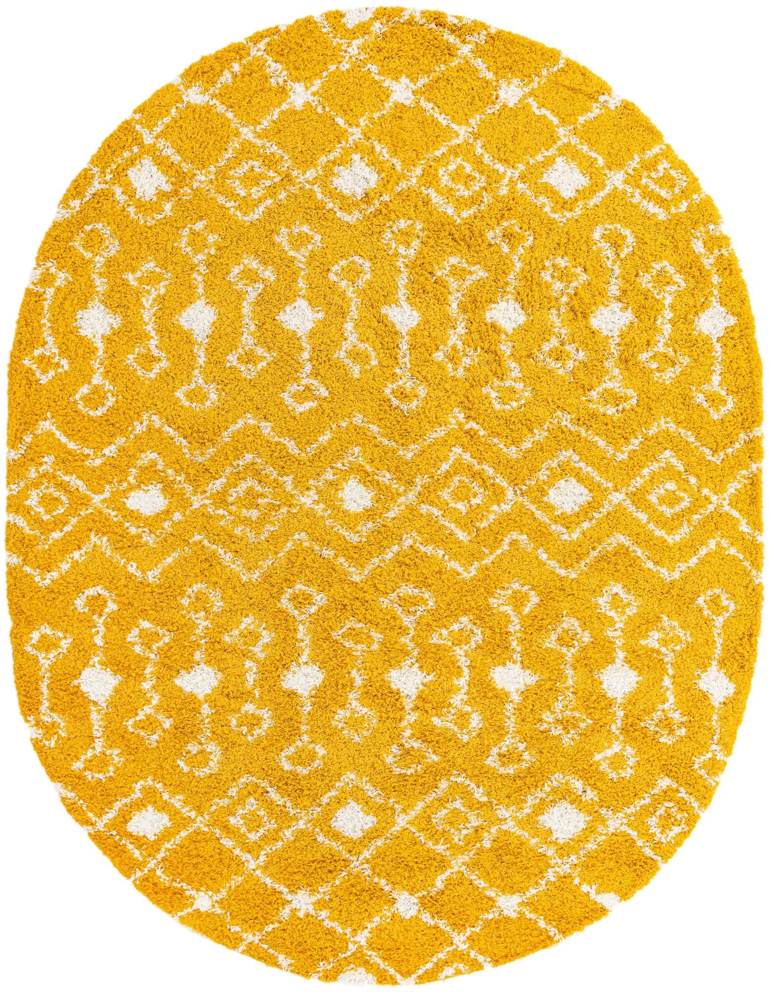 Berber Lattice Shag Collection Area Rug - Atlas (Yellow)