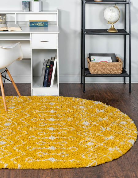 Berber Lattice Shag Collection Area Rug - Atlas (Yellow)