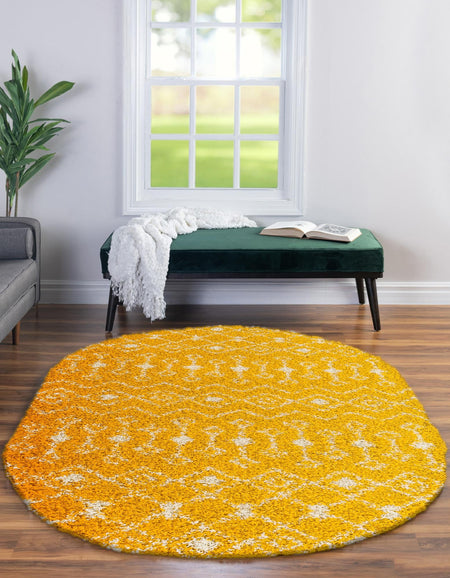 Berber Lattice Shag Collection Area Rug - Atlas (Yellow)