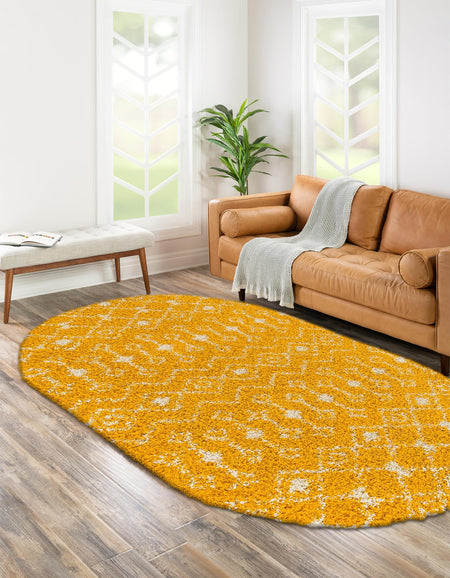 Berber Lattice Shag Collection Area Rug - Atlas (Yellow)