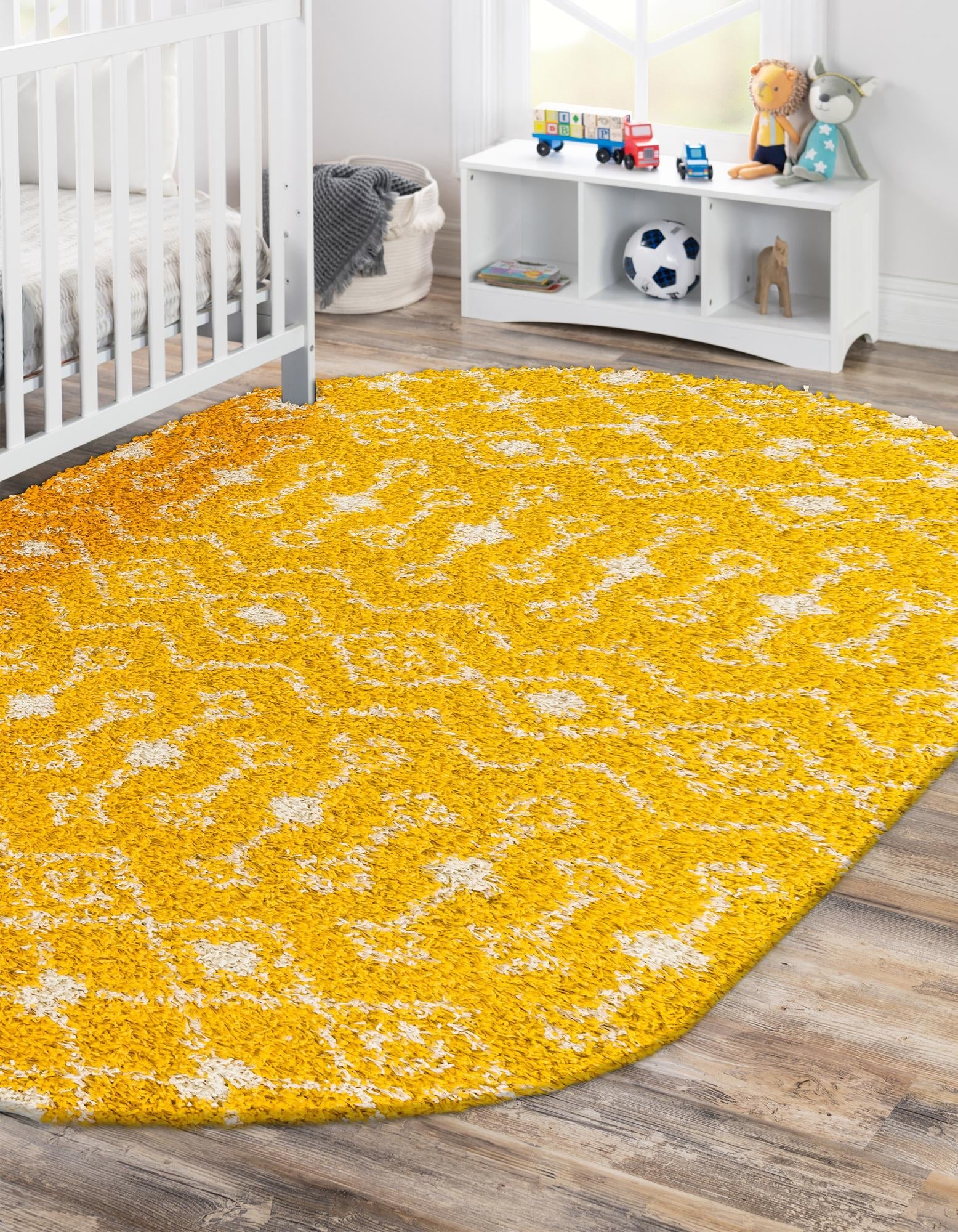 Berber Lattice Shag Collection Area Rug - Atlas (Yellow)