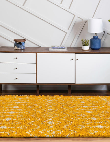 Berber Lattice Shag Collection Area Rug - Atlas (Yellow)