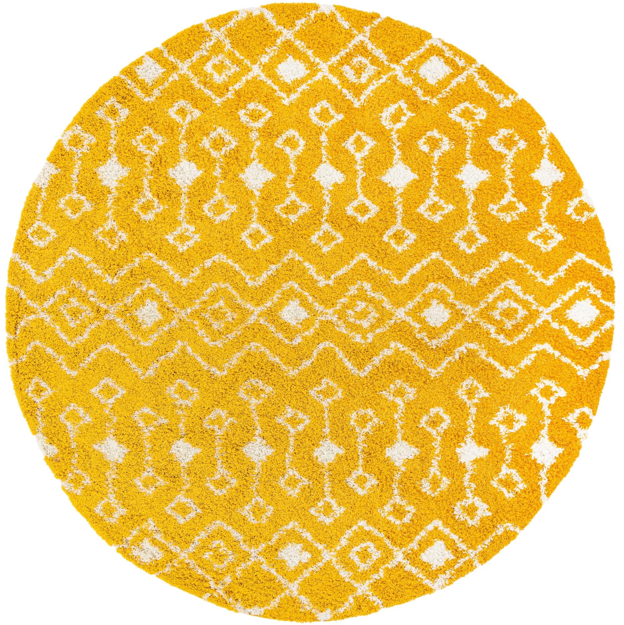 Berber Lattice Shag Collection Area Rug - Atlas (Yellow)