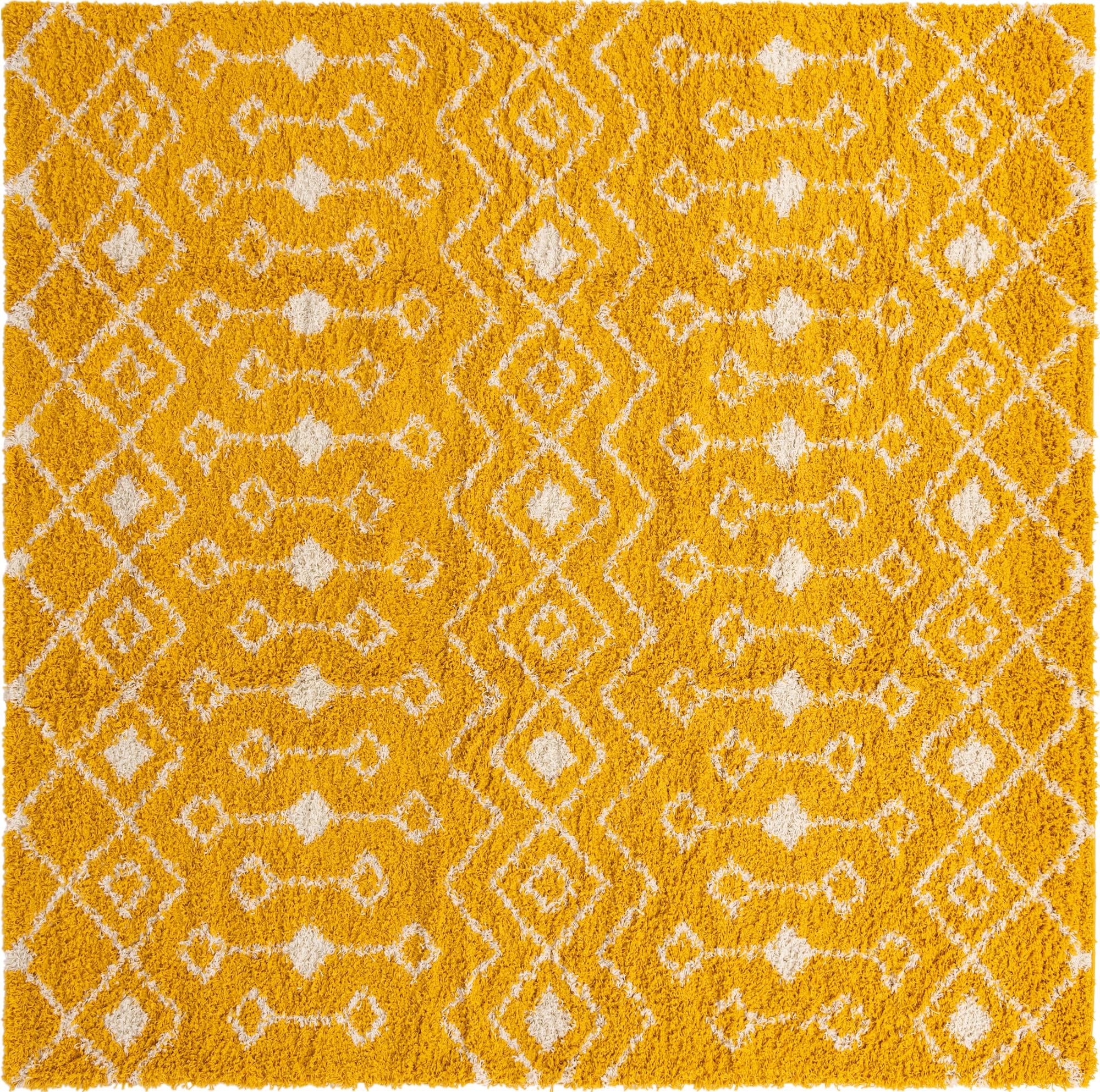 Berber Lattice Shag Collection Area Rug - Atlas (Yellow)