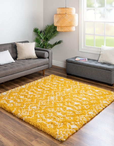 Berber Lattice Shag Collection Area Rug - Atlas (Yellow)