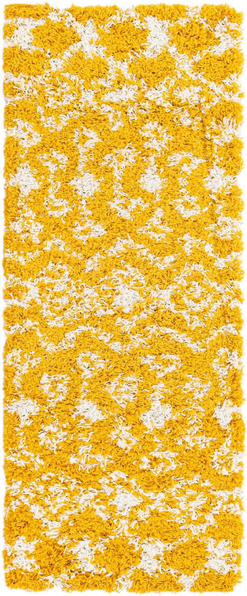 Berber Lattice Shag Collection Area Rug - Atlas (Yellow)