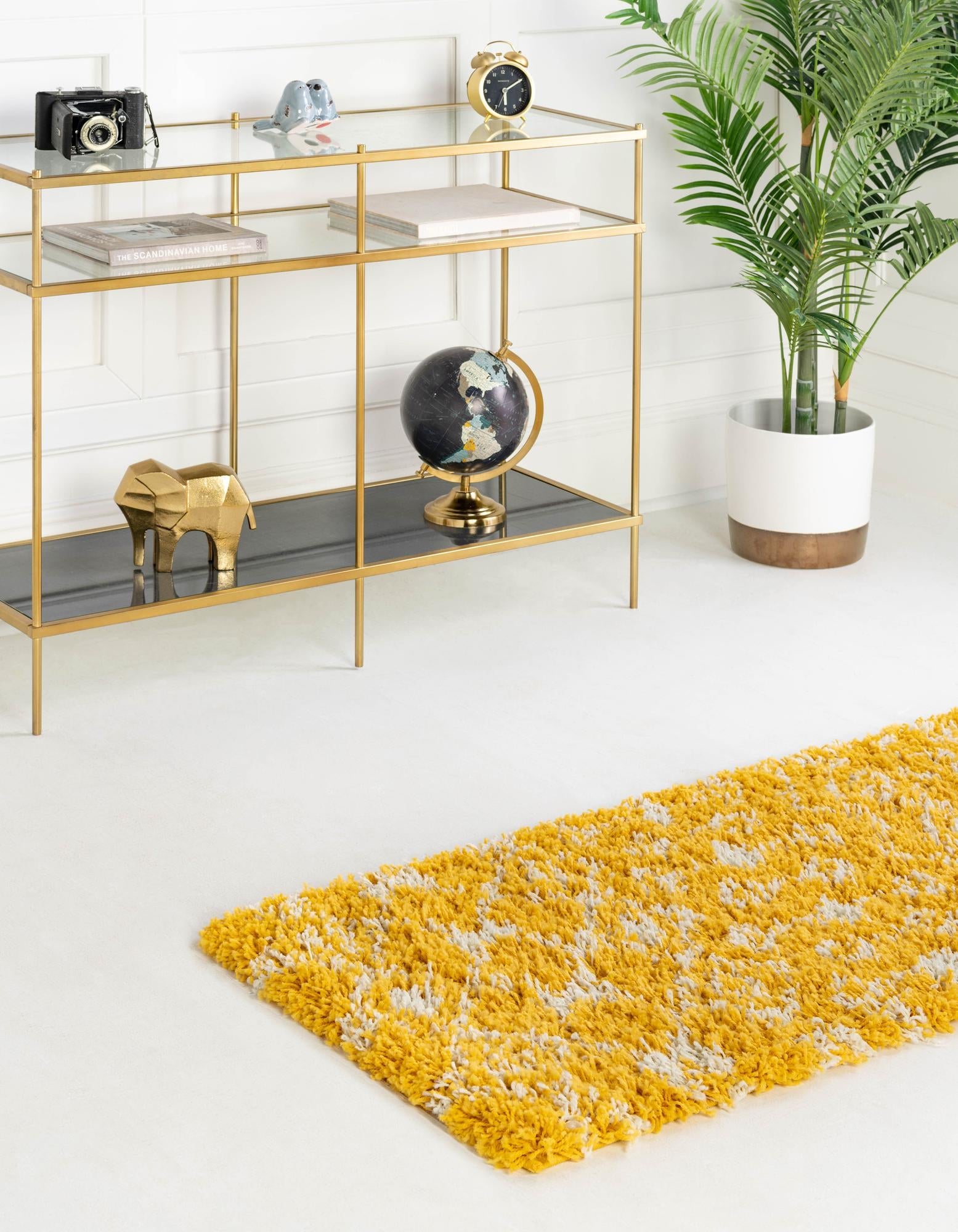 Berber Lattice Shag Collection Area Rug - Atlas (Yellow)