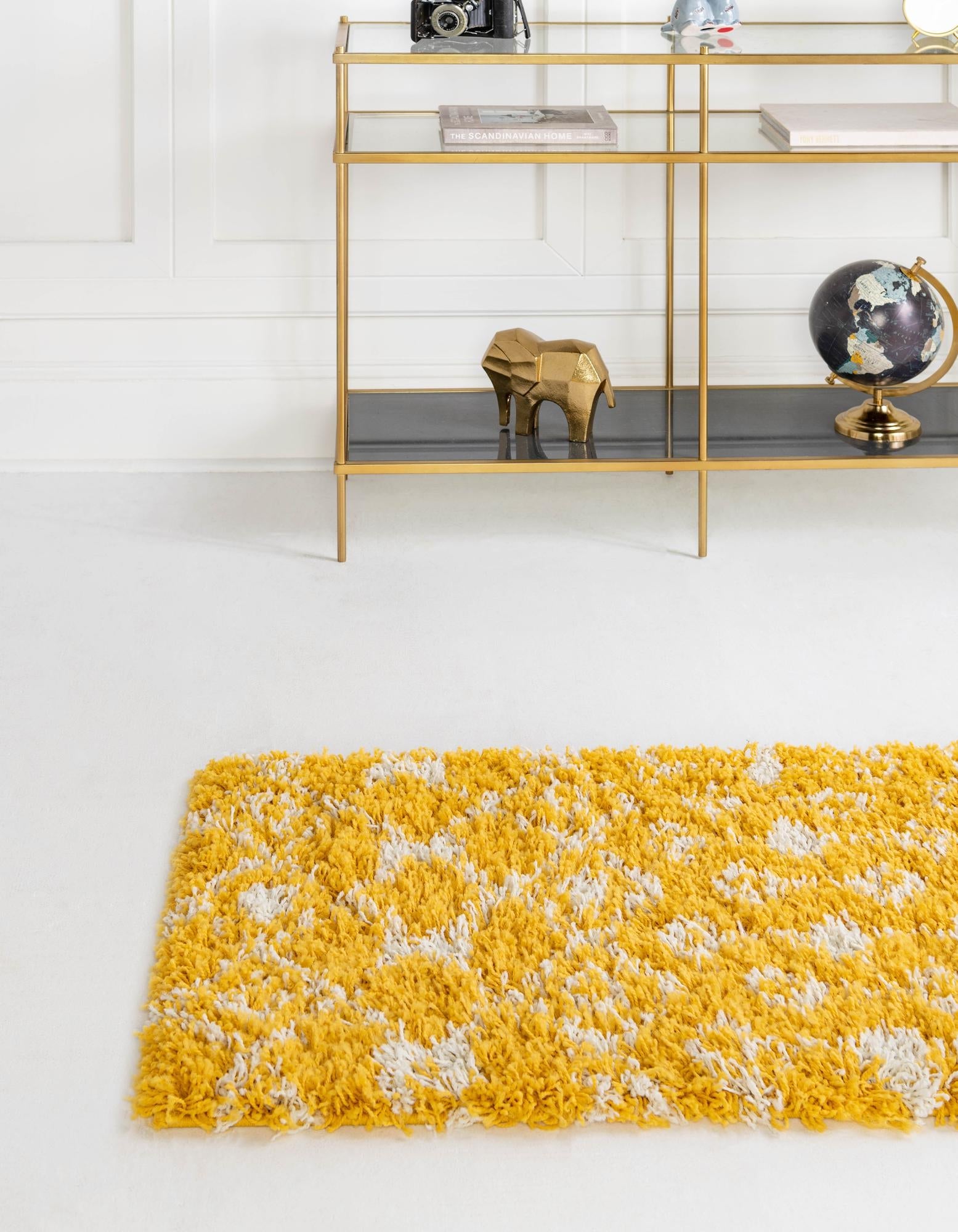 Berber Lattice Shag Collection Area Rug - Atlas (Yellow)