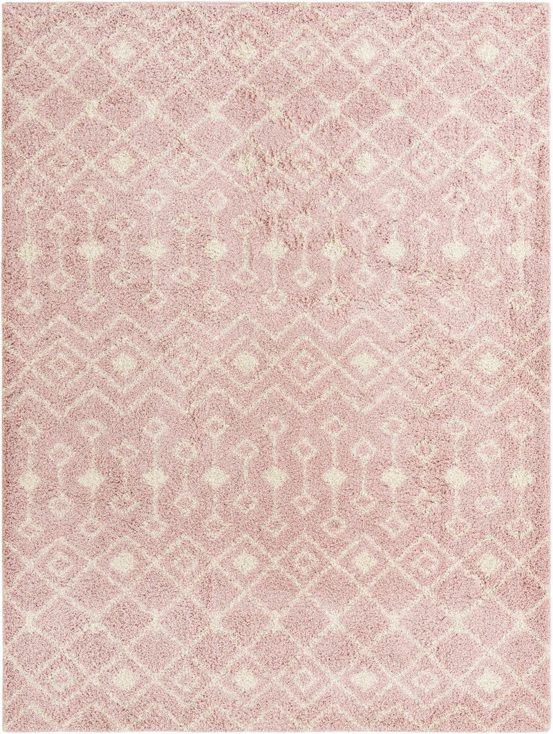 Berber Lattice Shag Collection Area Rug - Atlas (Light Pink) Rectangle Light Pink Main