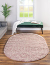 Berber Lattice Shag Collection Area Rug - Atlas (Light Pink) Oval Light Pink  lifestyle 2