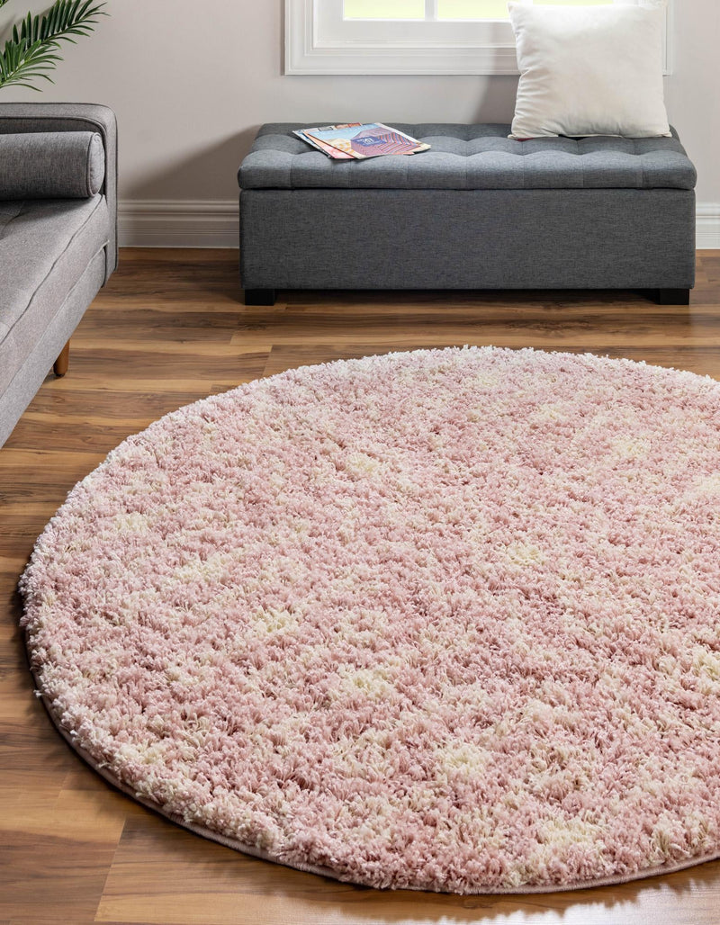 Berber Lattice Shag Collection Area Rug - Atlas (Light Pink) Round Light Pink  lifestyle 3