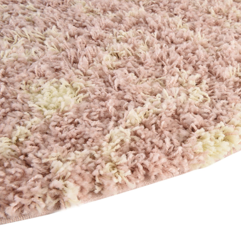 Berber Lattice Shag Collection Area Rug - Atlas (Light Pink) Round Light Pink  lifestyle 6