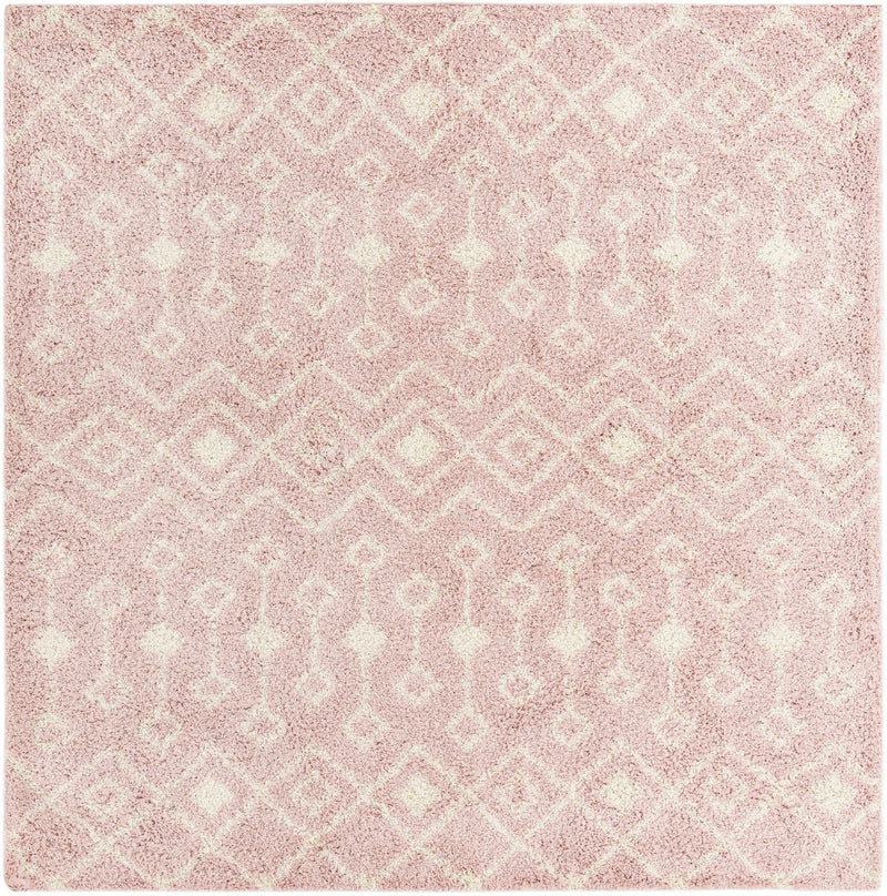 Berber Lattice Shag Collection Area Rug - Atlas (Light Pink) Square Light Pink Main