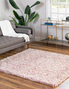 Berber Lattice Shag Collection Area Rug - Atlas (Light Pink) Square Light Pink  lifestyle 2