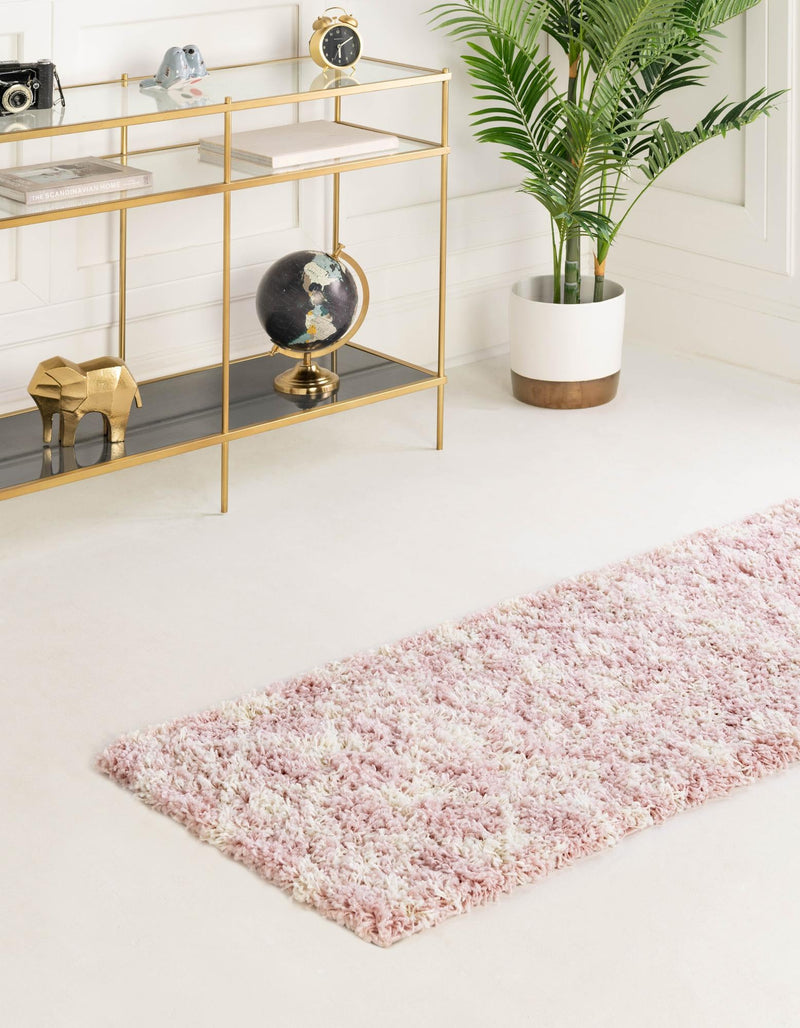 Berber Lattice Shag Collection Area Rug - Atlas (Light Pink) Runner Light Pink  lifestyle 2